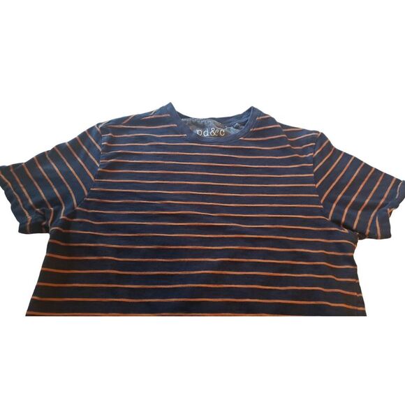 PD&C Men's‎ T Shirt Blue Brown Stripe Small THE TAILORED GARMENT Preppy Designer - Picture 1 of 9